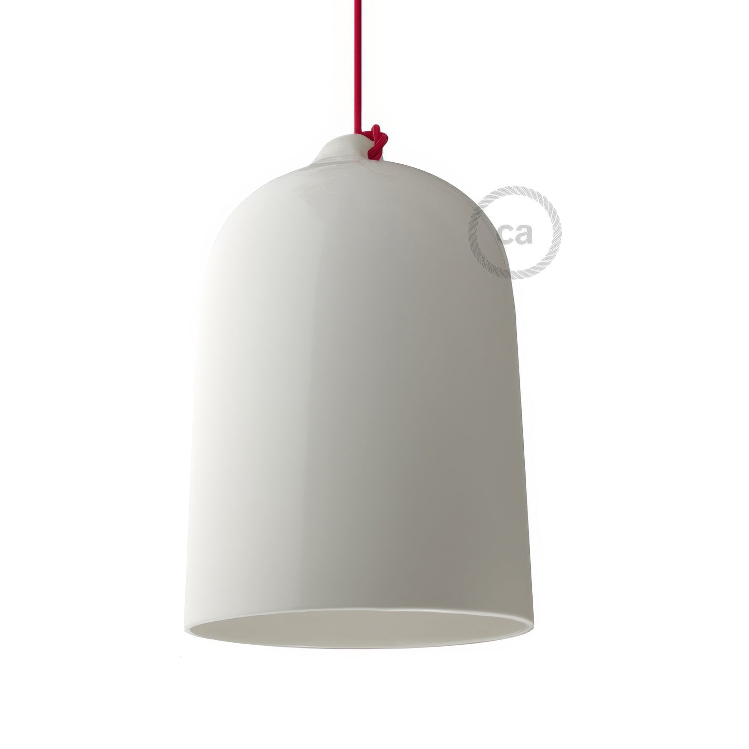 Campana, paralume XL in ceramica per sospensione - Made in Italy - Bianco lucido