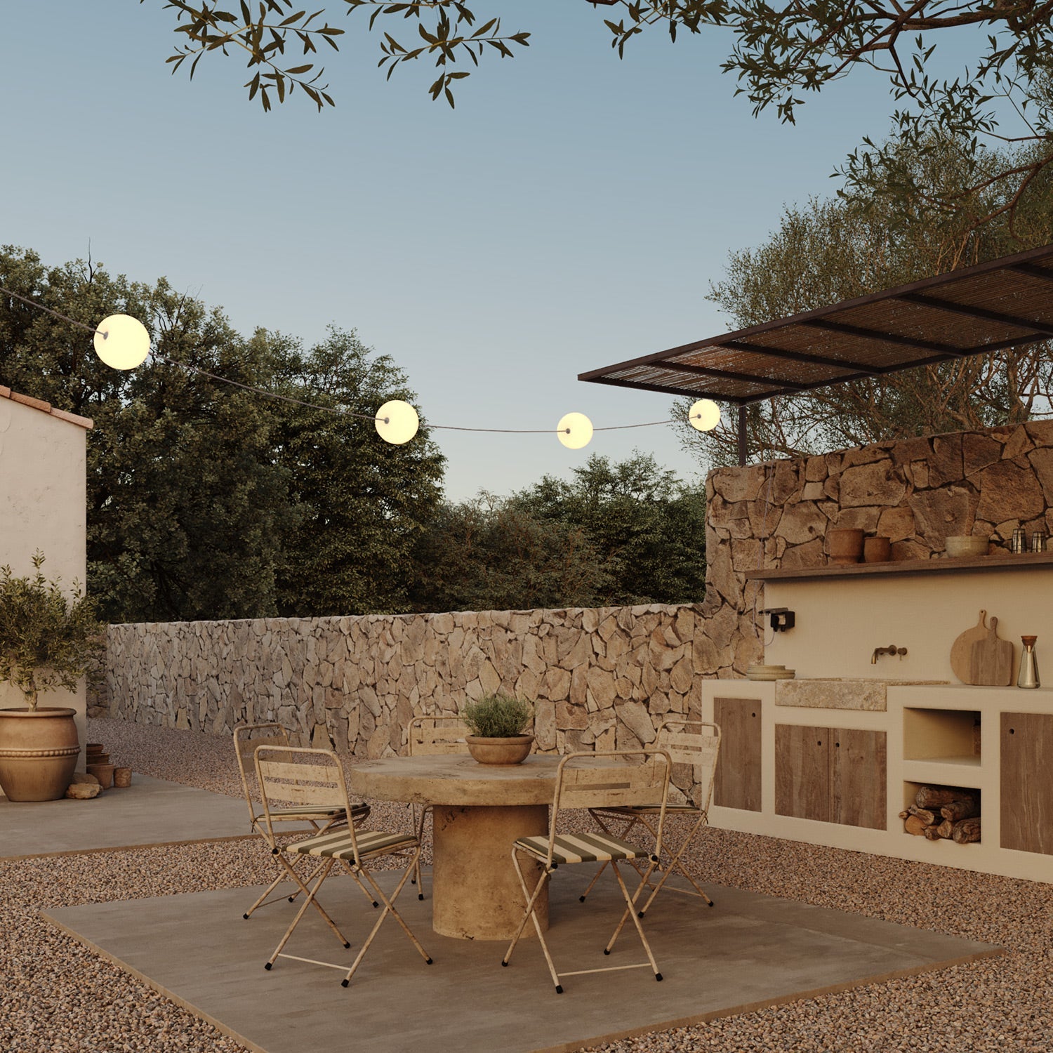 Catena luminosa 4 punti luce da esterno IP67 Grigio - Marina4 Cherry 140 cm