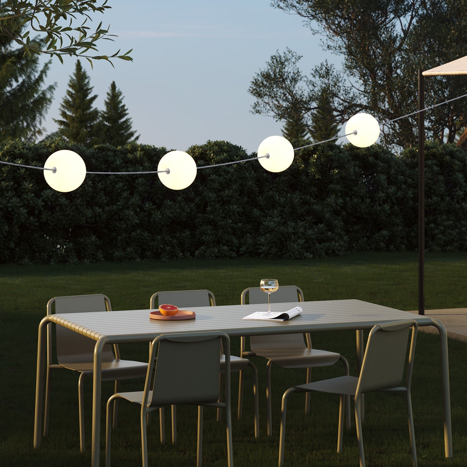 Catena luminosa 4 punti luce da esterno IP67 Grigio - Marina4 Cherry 70 cm