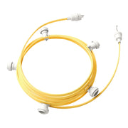 Catenaria Sistema Lumet da 7,5 m con cavo tessile CM10, 5 portalampada, gancio e spina bianchi