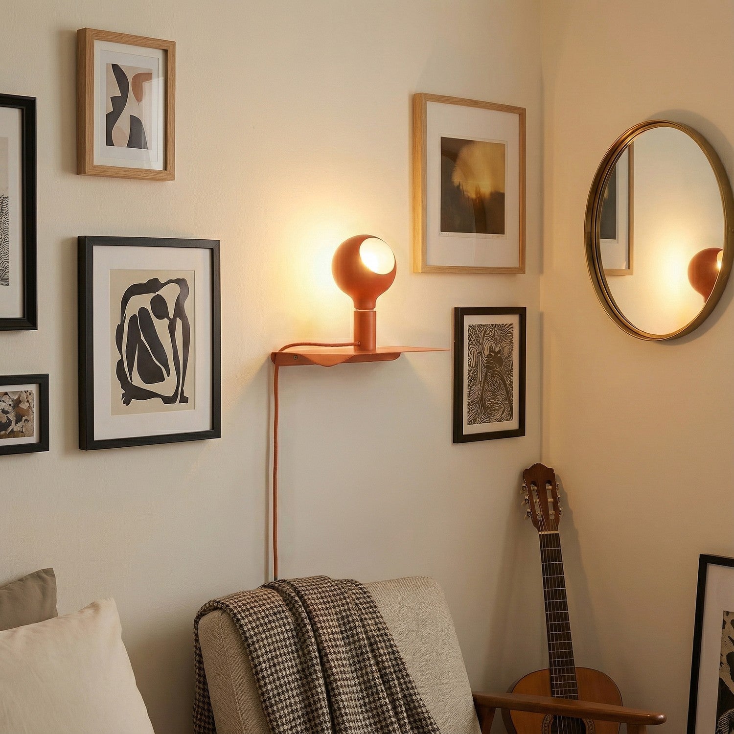 Combo Camo - Lampada con mensola e spina UK - Arancione