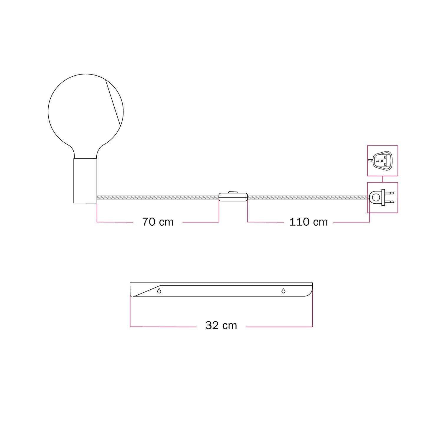 Combo Camo - Lampada con mensola - Nero