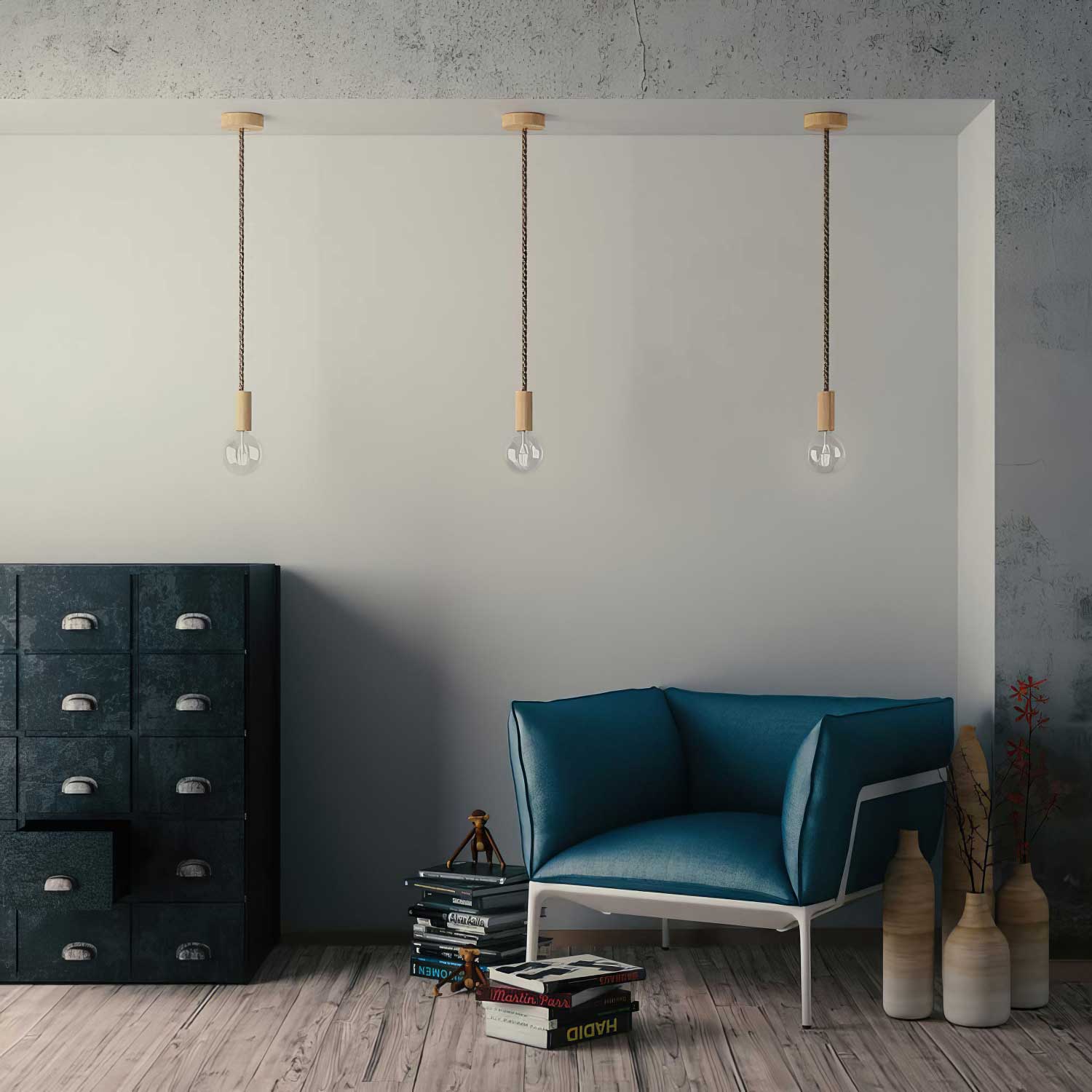 Cordone elettrico 3x0,75 rivestito in juta grezza - Creative Cables