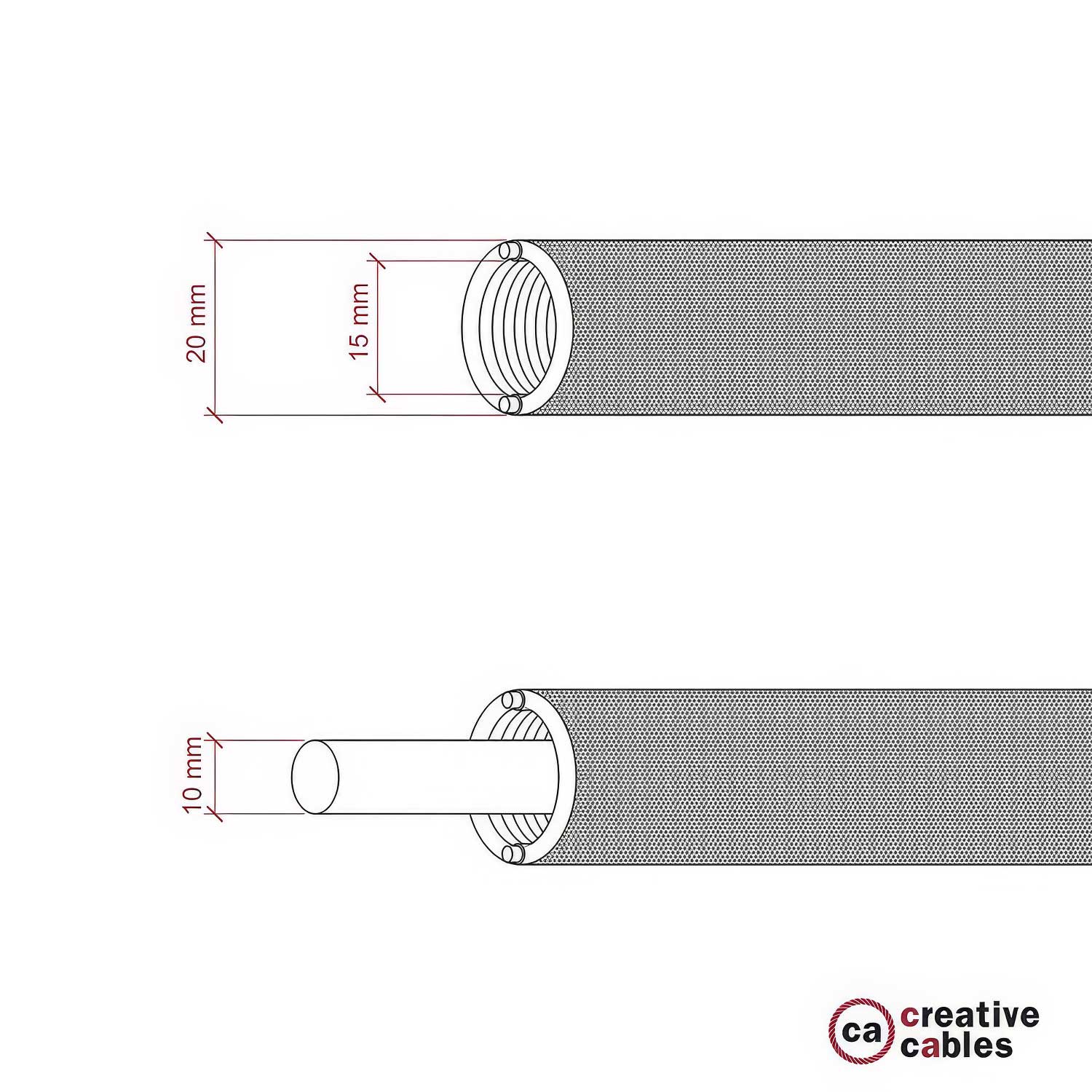 Creative - Tube, diametro 20 mm, rivestito in tessuto RT41 effetto 3D Stelle, canalina passacavi modellabile - Creative Cables