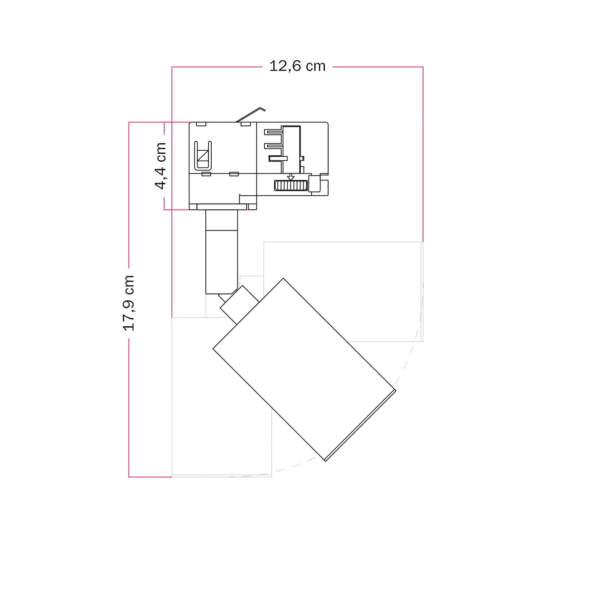 Faretto orientabile Bispot per sistema a binario - Titanio satinato / Bianco opaco - Creative Cables
