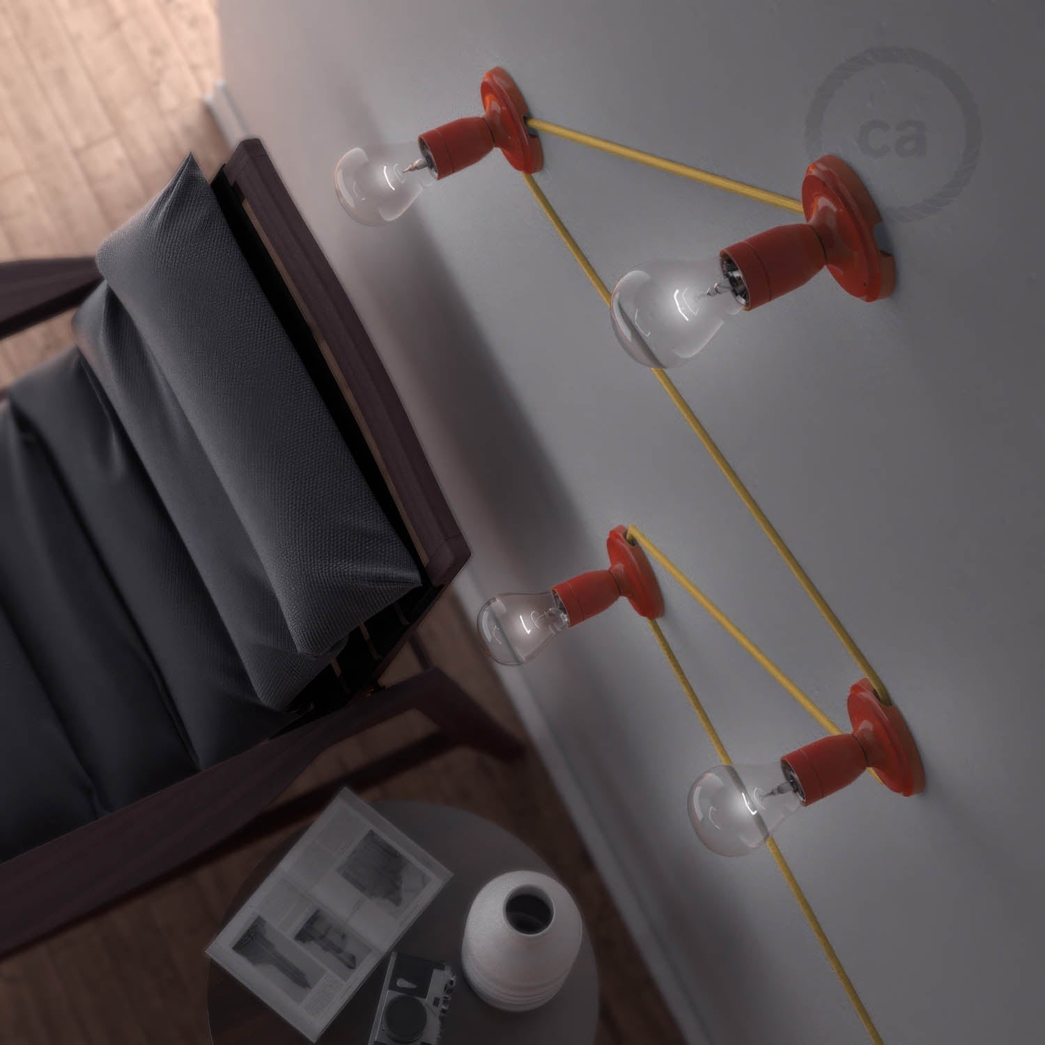 Fermaluce Color, il punto luce colorato in porcellana da parete o soffitto - Rosso - Creative Cables