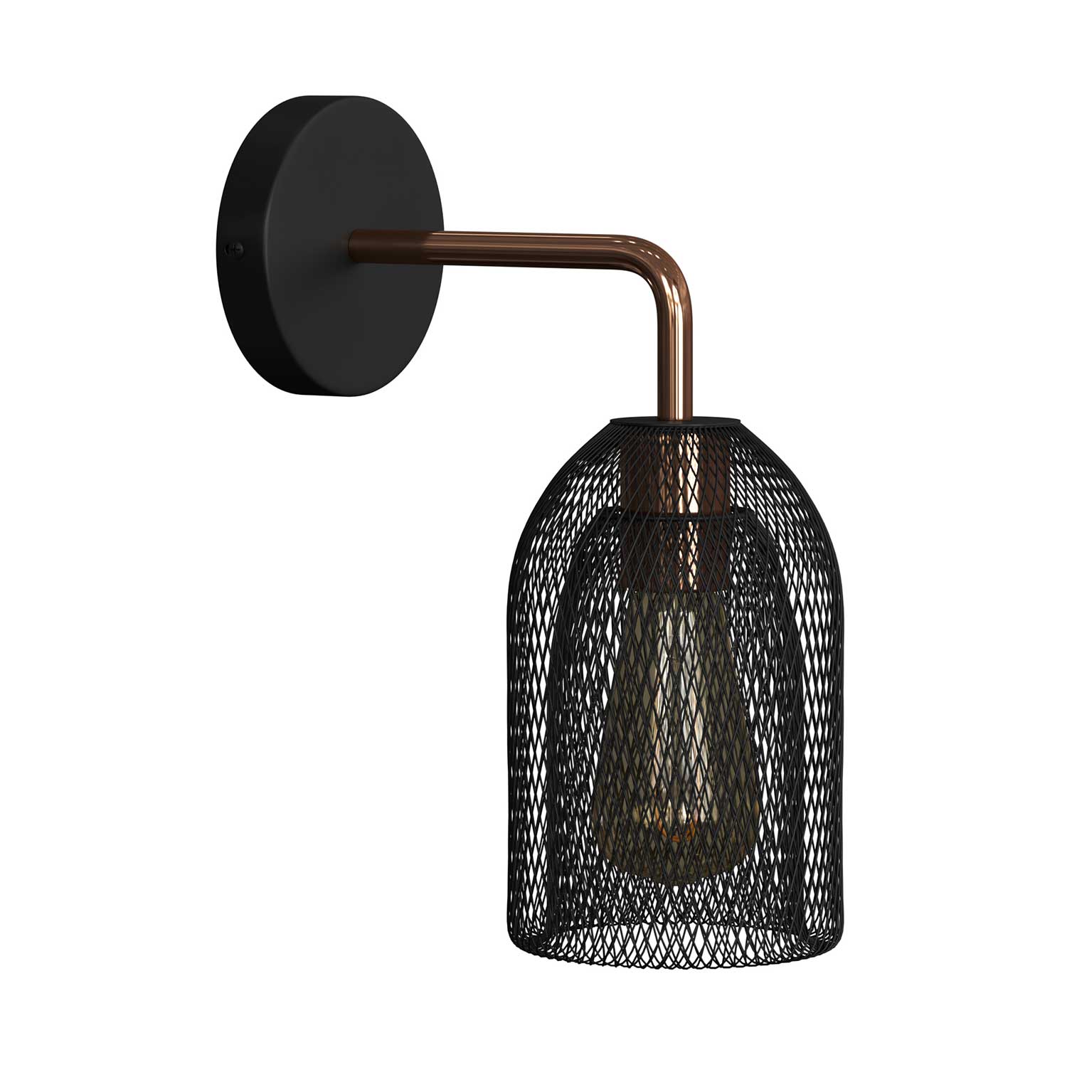 Fermaluce Metal con paralume Ghostbell, lampada a muro in metallo con estensione curva - Rame