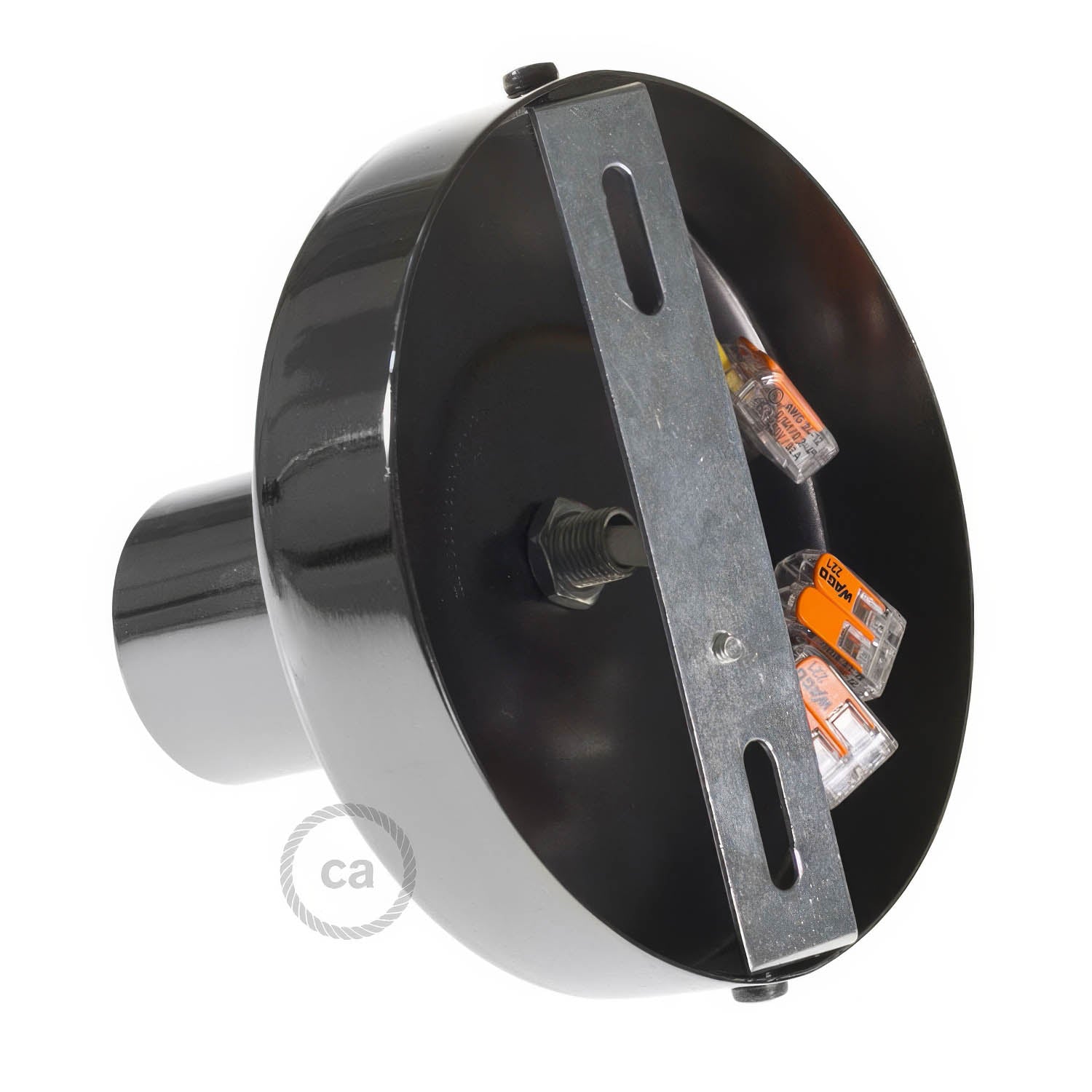 Fermaluce Metal, il punto luce in metallo a parete o soffitto - Nero perla - Creative Cables