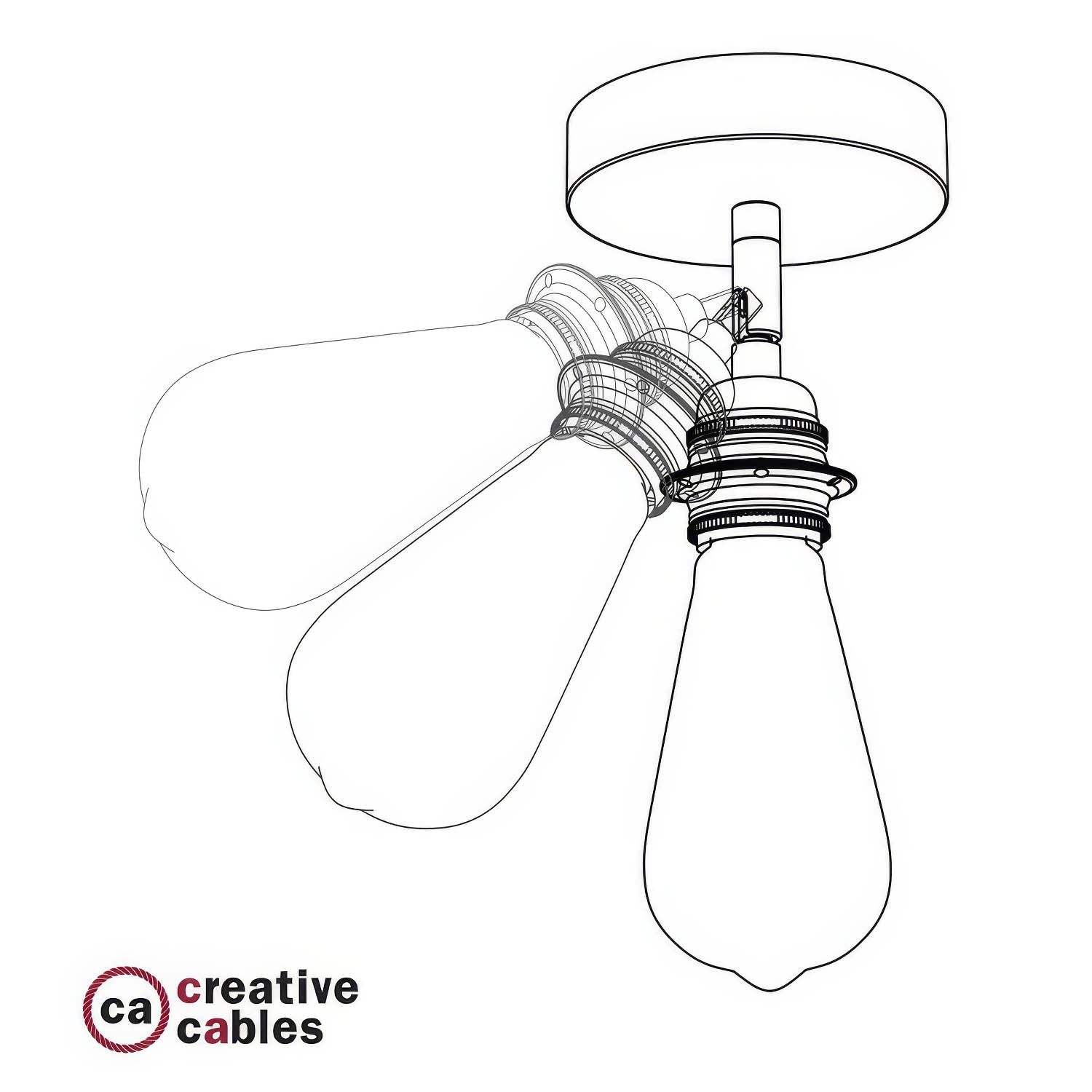 Fermaluce Metallo 90° con paralume Drop, lampada filomuro orientabile in metallo - Nero perla