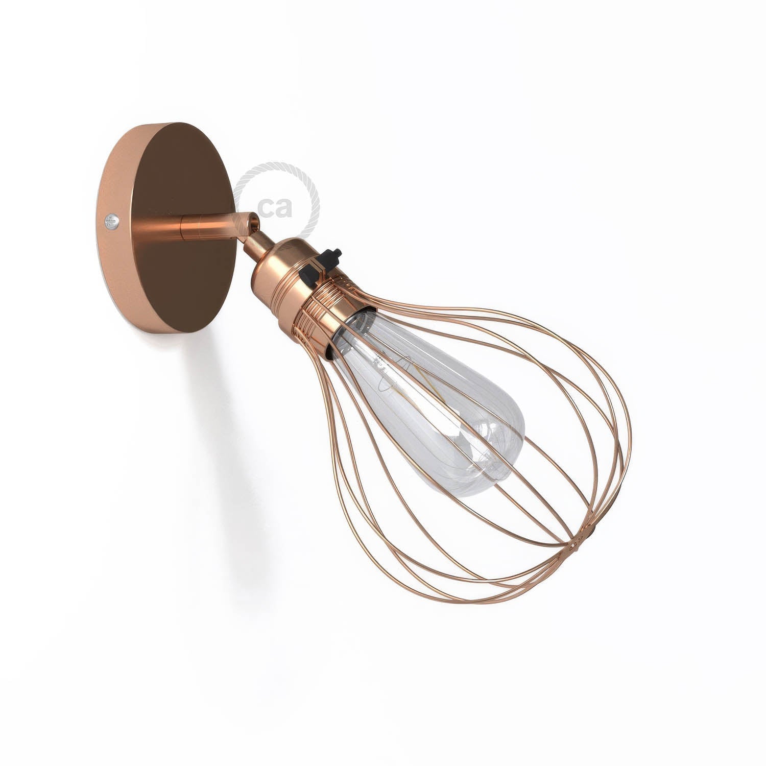 Fermaluce Metallo 90° con paralume Drop, lampada filomuro orientabile in metallo - Rame