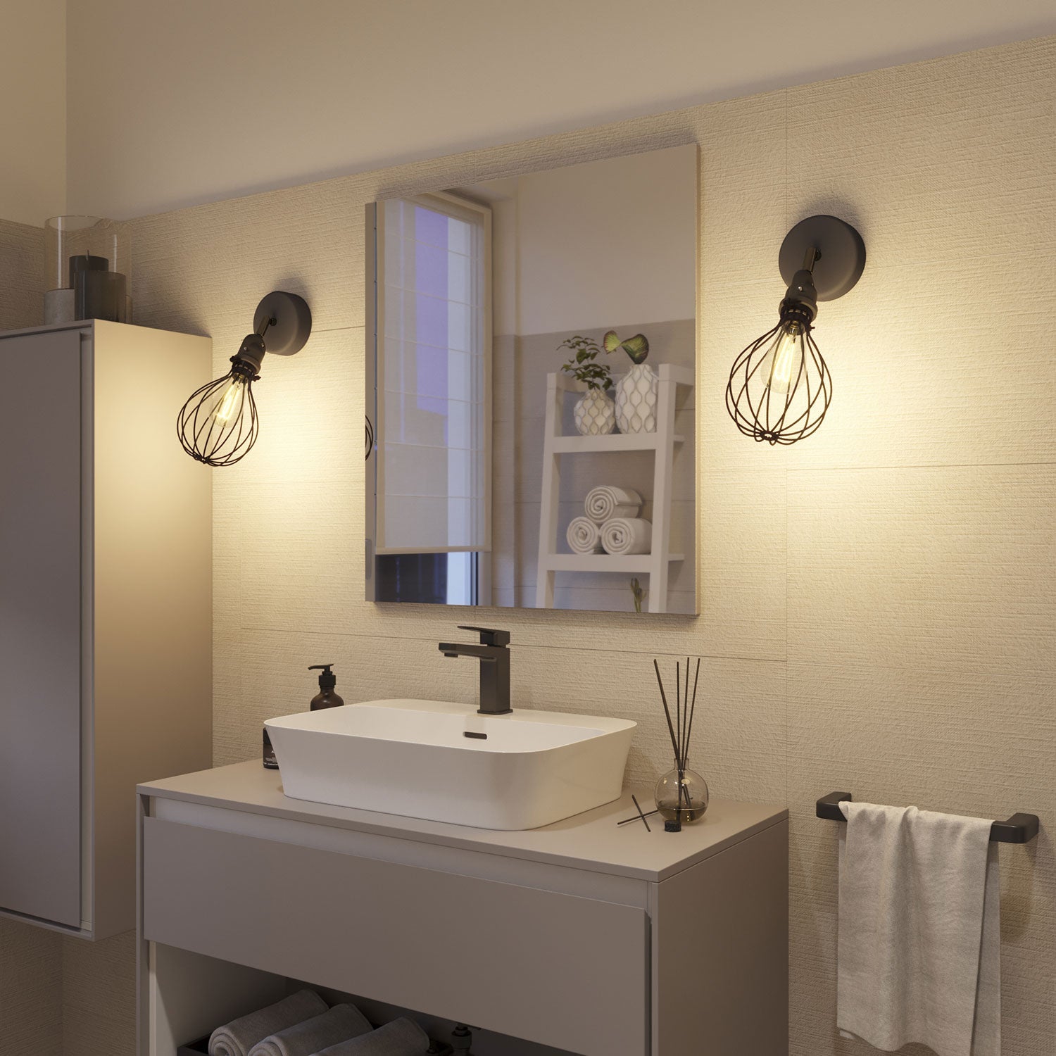 Fermaluce per paralume Modulair con snodo orientabile, rosone e portalampada IP65 waterproof - Grafite