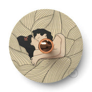 Fermaluce Romantic con paralume UFO in legno double - face illustrato da Carolina Zuniga - Creative Cables