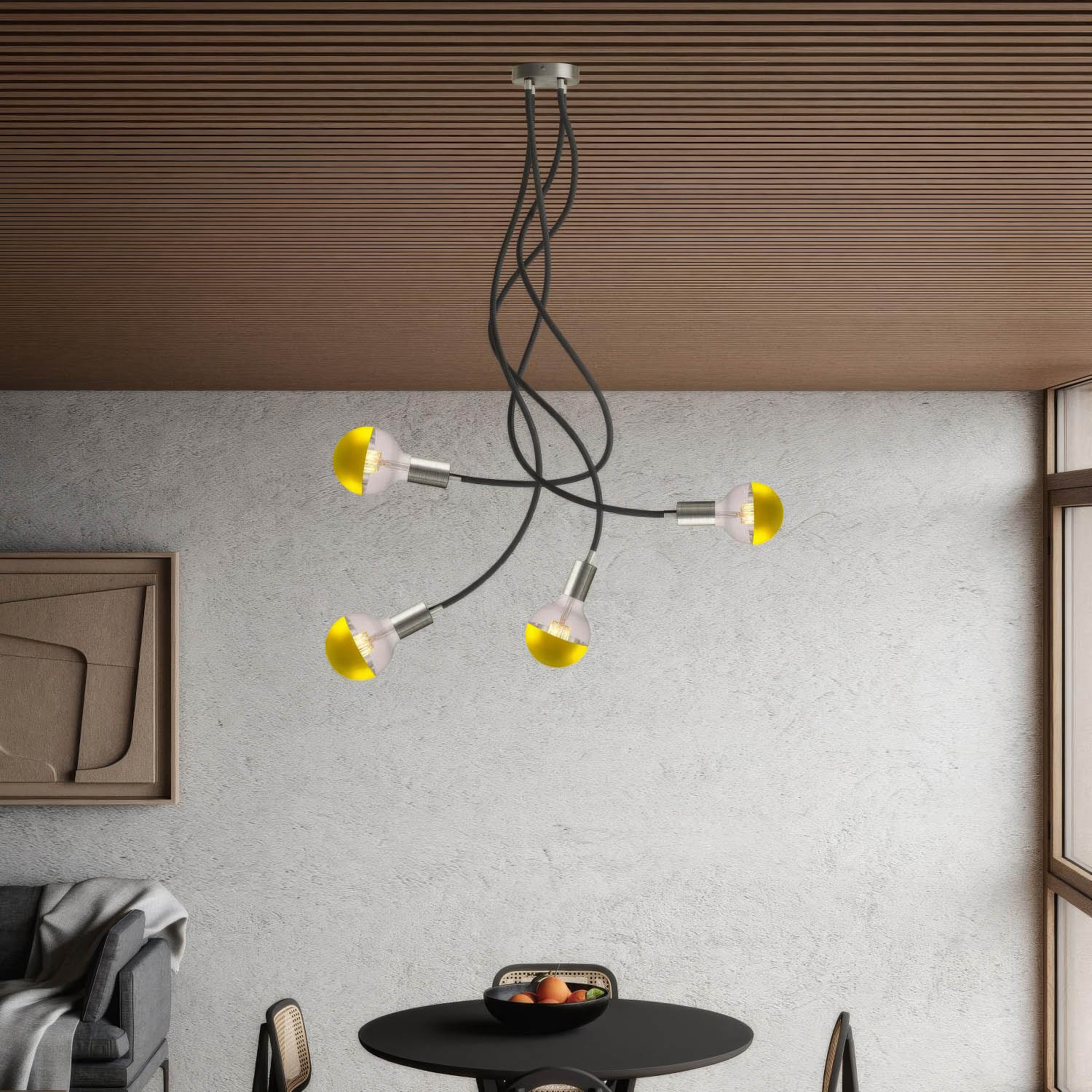 Flex 90 lampada da soffitto snodabile a luce diffusa con lampadina LED G95 - Titanio satinato - Creative Cables
