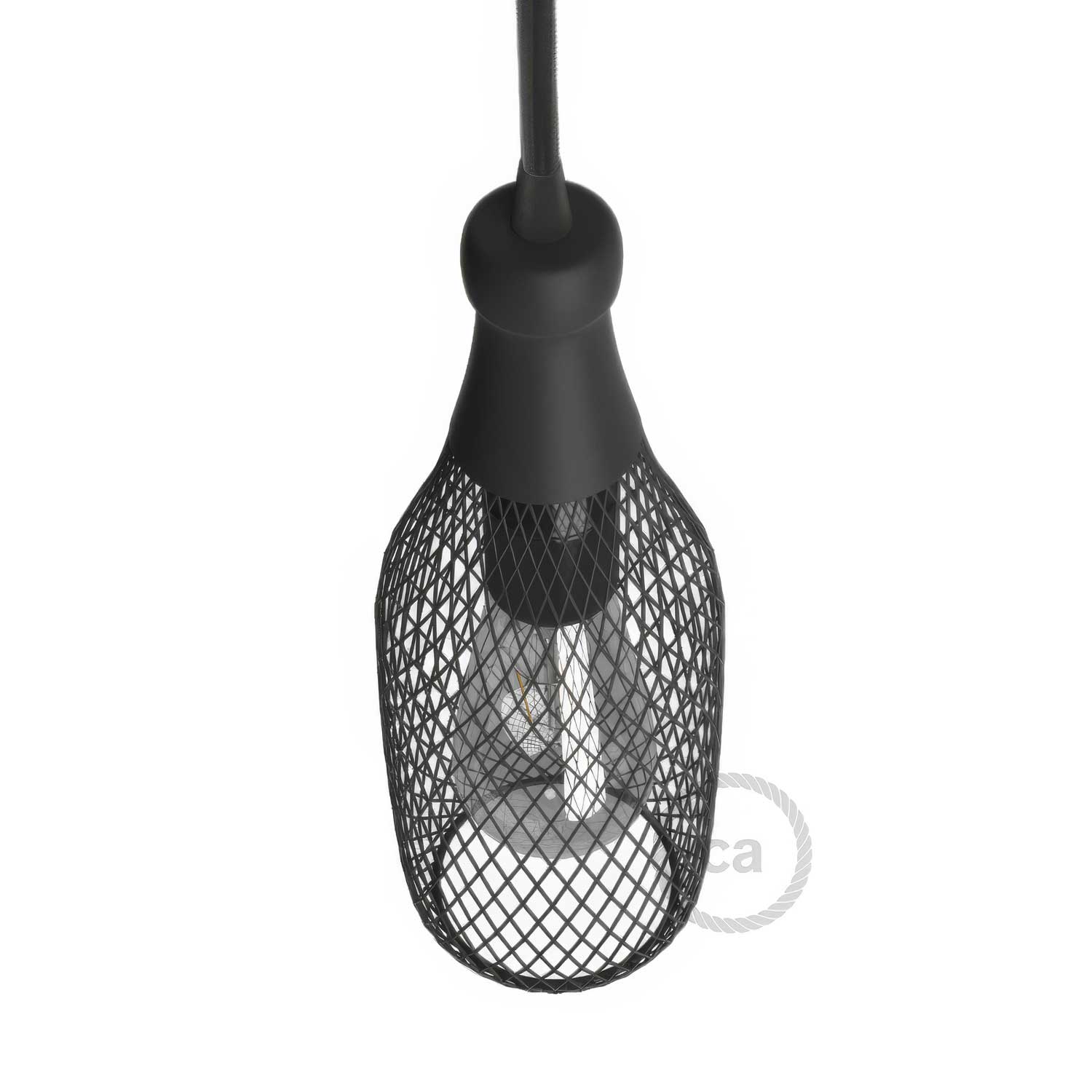 Gabbia paralume bottiglia Magnum in metallo - Nero - Creative Cables