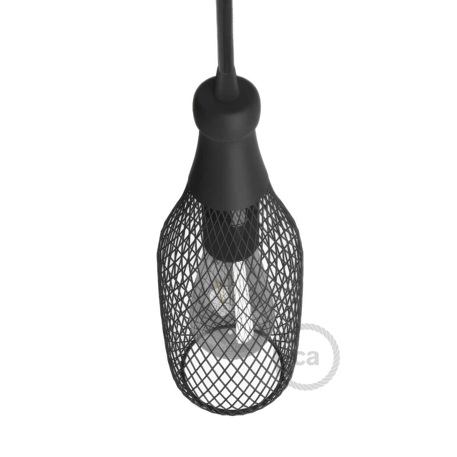 Gabbia paralume bottiglia Magnum in metallo - Nero - Creative Cables