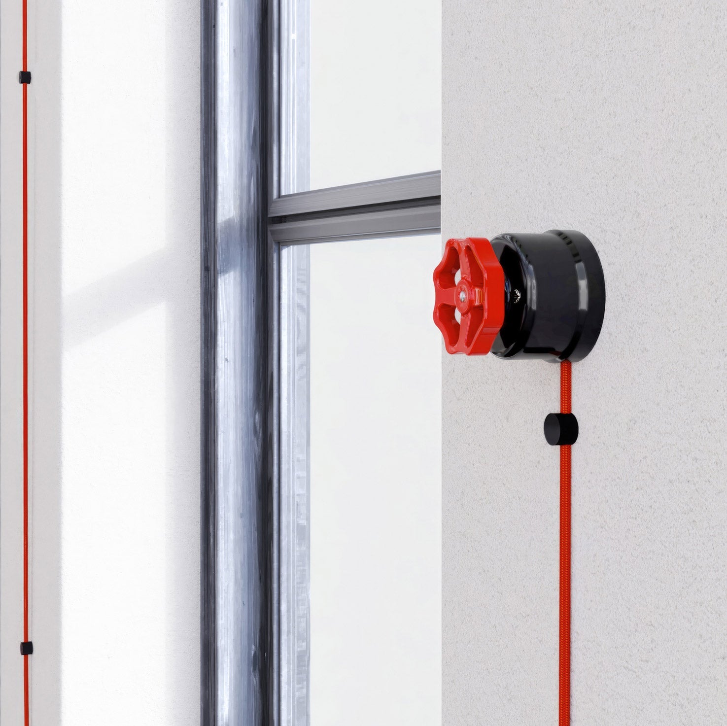 Interruttore/Deviatore in porcellana nero con manopola Rosso