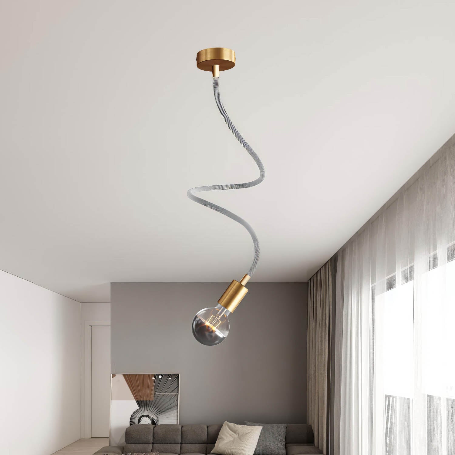 Kit Creative Flex tubo flessibile di estensione rivestito in tessuto RZ04 Nero Bianco con terminali metallici Bronzo satinato 90 cm