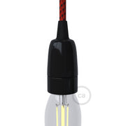 Kit portalampada E14 in porcellana - Nero