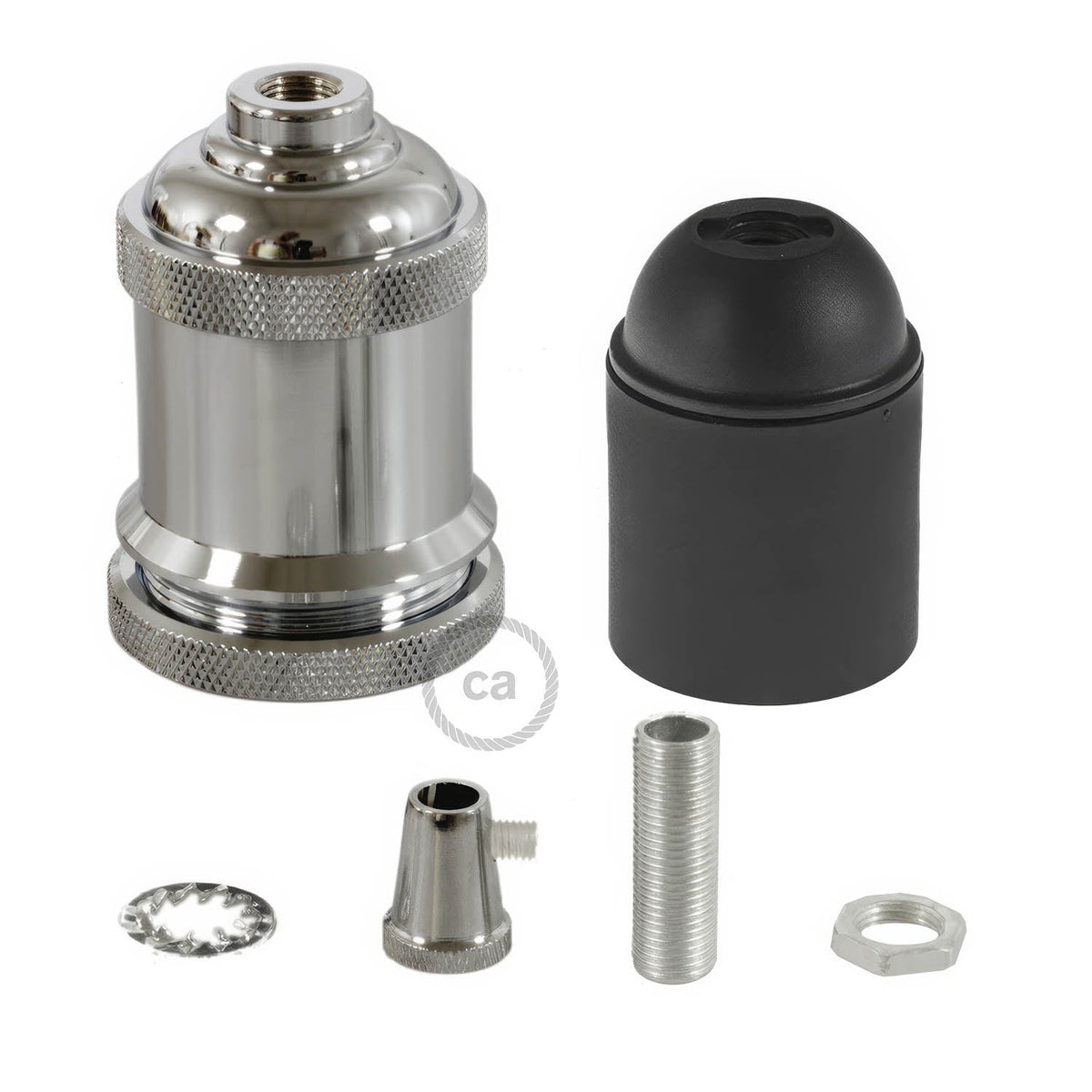 Lot De 3 Douilles E26 Rétro Avec Chaîne De Tirage – Aluminium Vintage, 250W/250V – Idéal Bricolage Et Lampes Edison