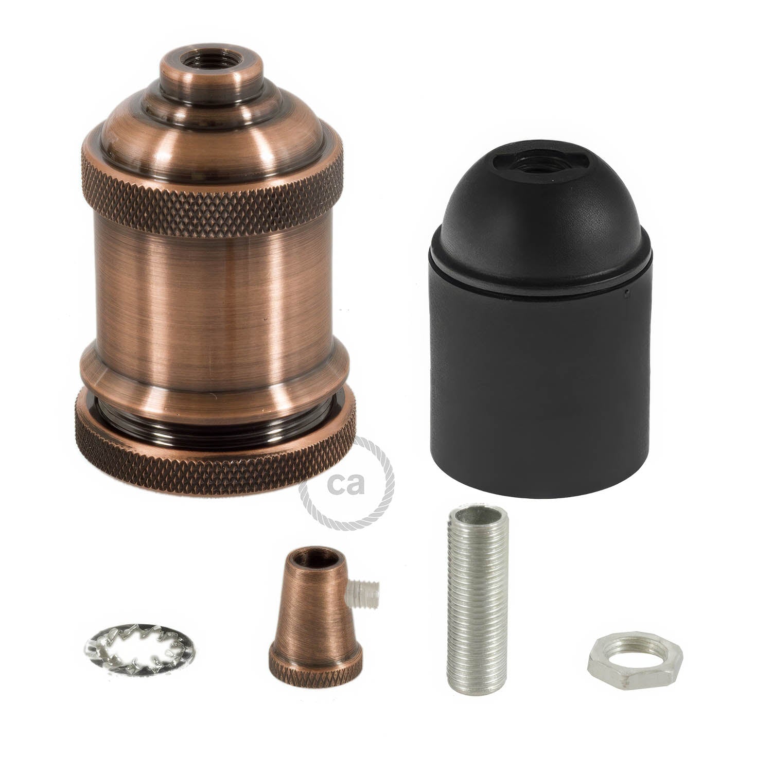 Kit portalampada E27 in alluminio vintage - Rame
