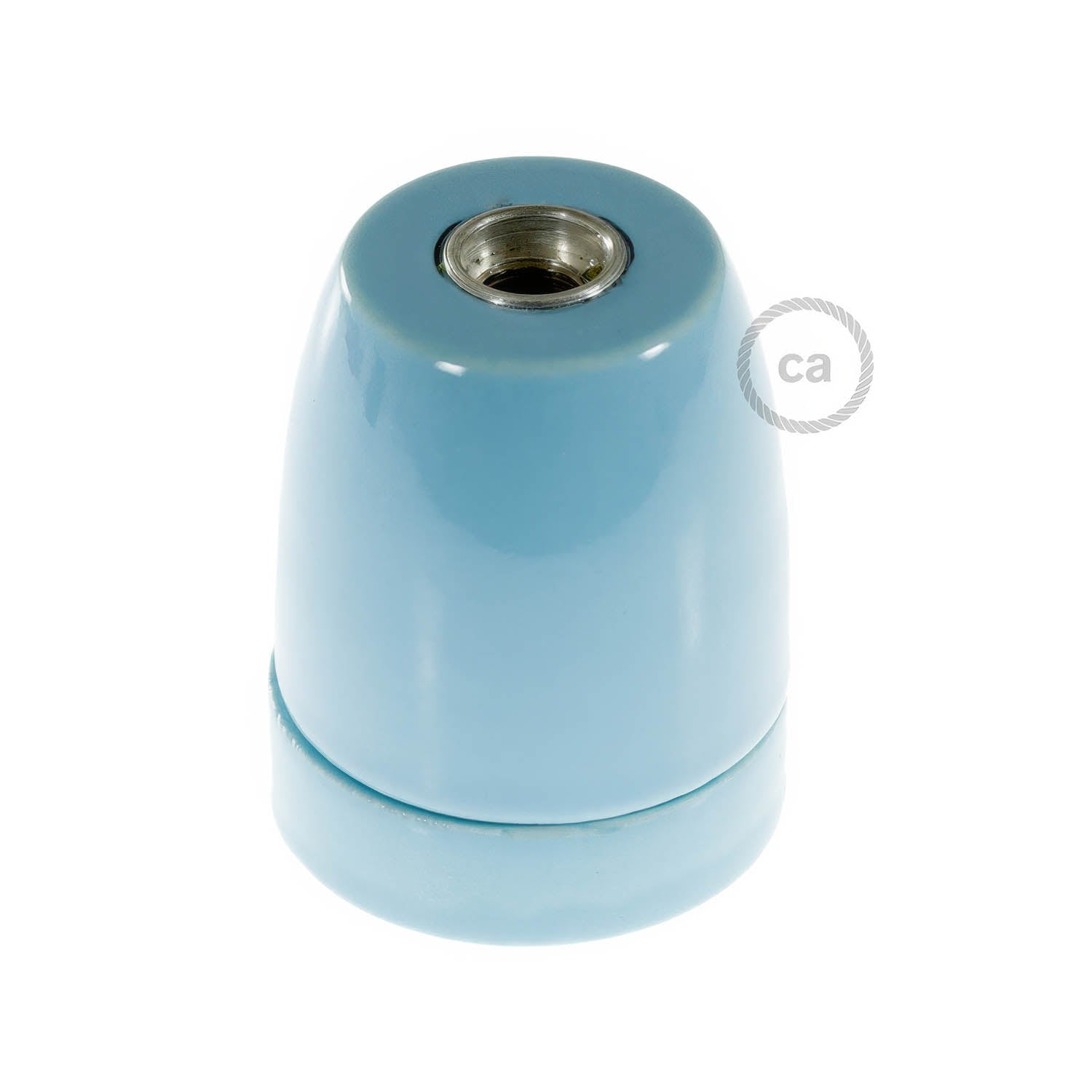 Kit portalampada E27 in porcellana - Azzurro