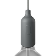 Kit portalampada E27 in silicone con interruttore e serracavo nascosti - Grigio - Creative Cables
