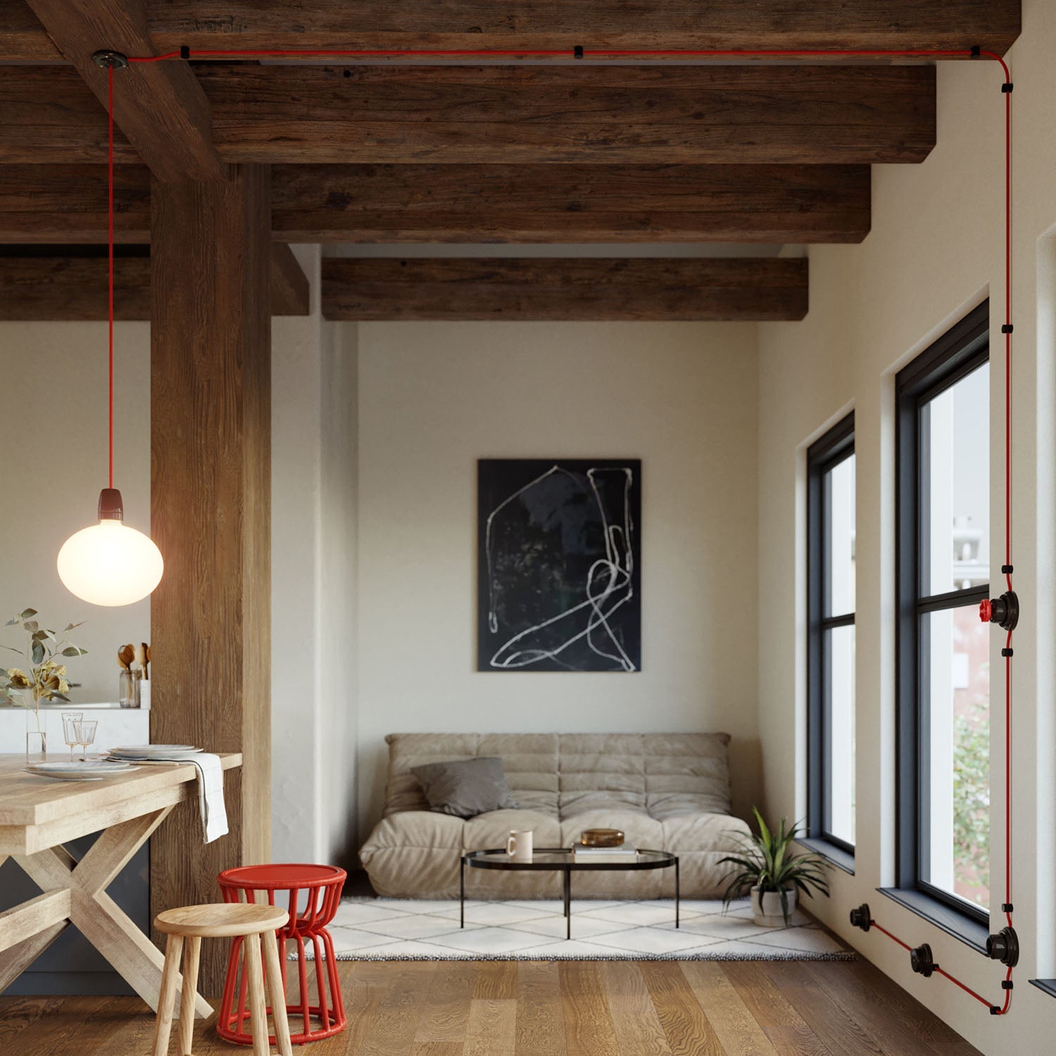 Kit presa a muro di tipo francese e base in porcellana - Nero