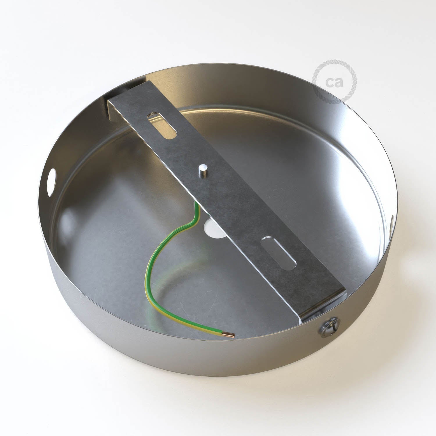 Kit rosone cilindrico in metallo a 1 foro centrale e 2 fori laterali - Cromo Conico