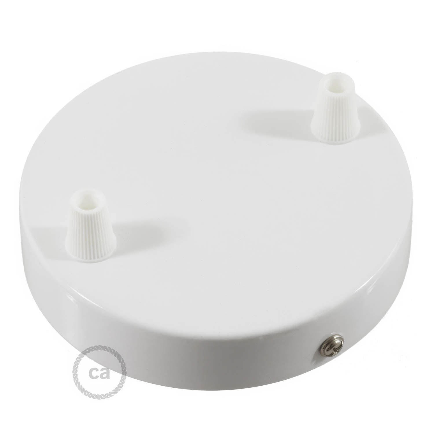 Kit rosone cilindrico in metallo a 2 fori - Bianco lucido - Creative Cables