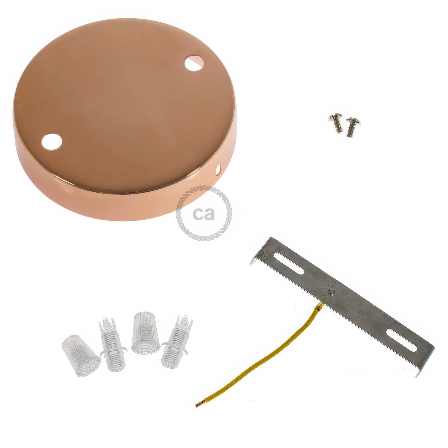 Kit rosone cilindrico in metallo a 2 fori - Rame Conico