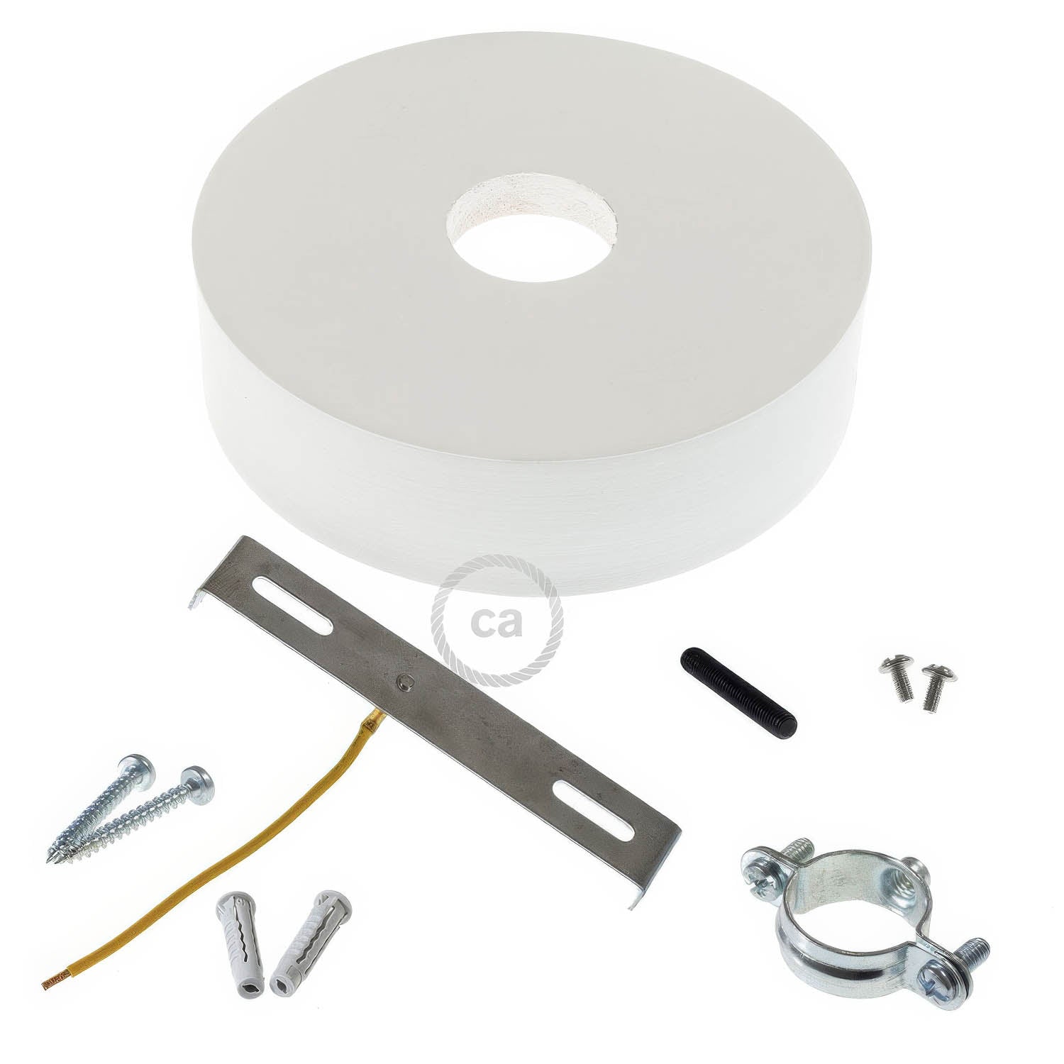 Kit rosone in legno per cordone 3XL - Bianco - Creative Cables