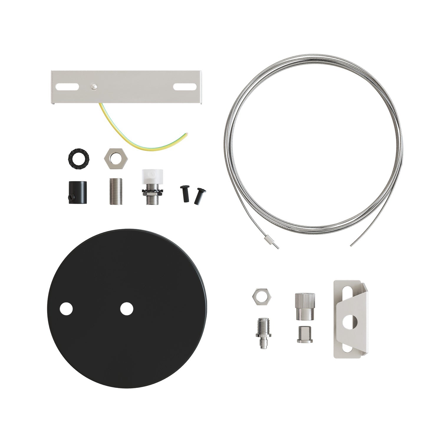 Kit Rosone Ø 120 mm con sospensione in acciaio e bilanciatore millimetrico - Nero Opaco