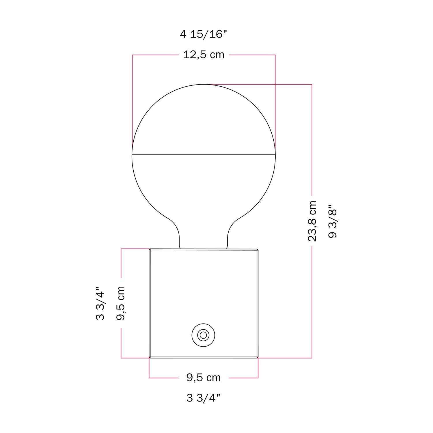 Lampada a batteria Cabless03 "Boia de" con lampadina globo mezza sfera argento - Tuttapolpa