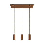 Lampada a sospensione a 3 cadute con XXL Rose - One rettangolare 675 mm con paralume in metallo Tub - E14 - Rame satinato - Creative Cables