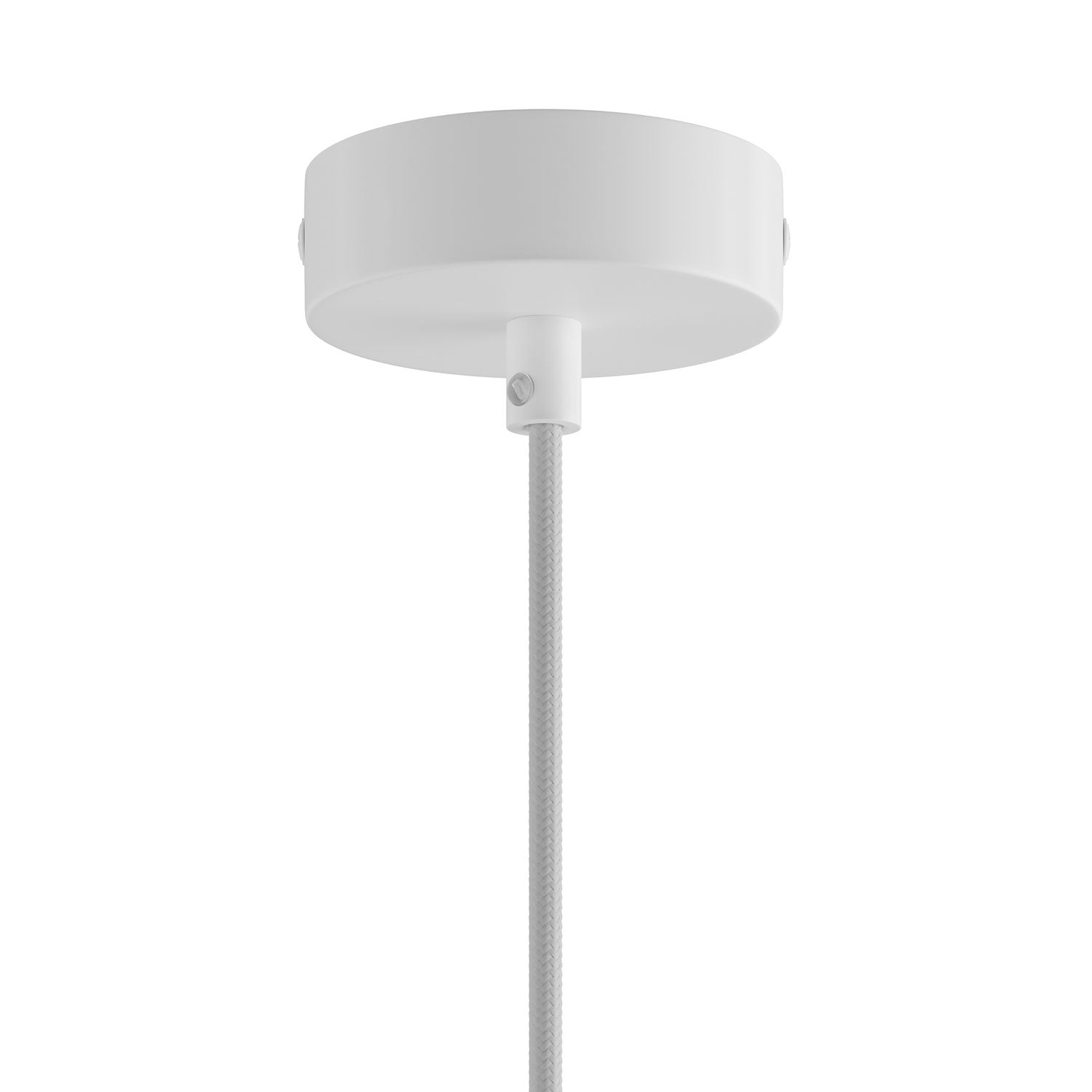 Lampada a sospensione completa di cavo tessile e doppio paralume Tub - E14 in legno e metallo - Bianco opaco - Creative Cables