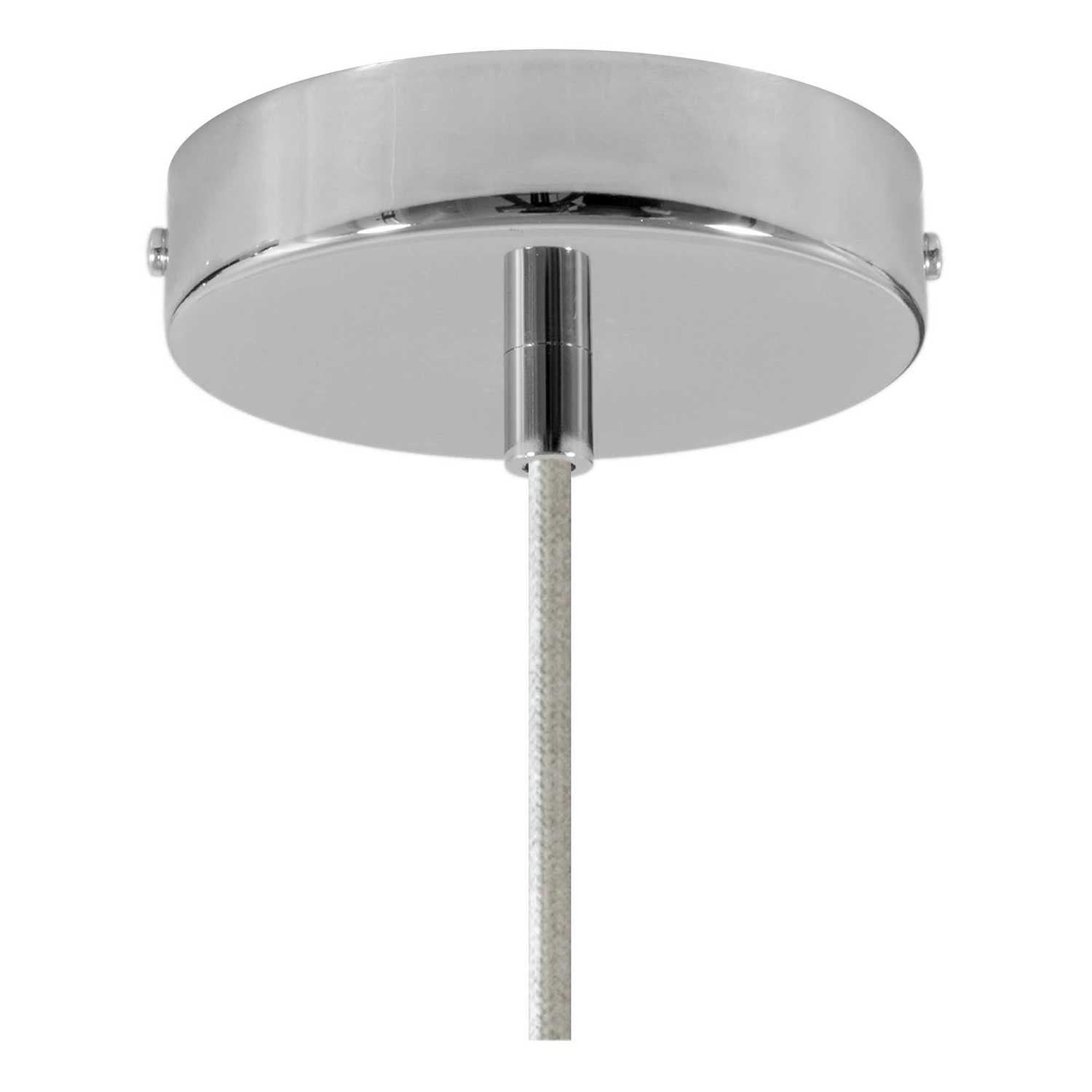 Lampada a sospensione completa di cavo tessile, paralume Coppa in ceramica e finiture in metallo - Bianco lucido - Creative Cables