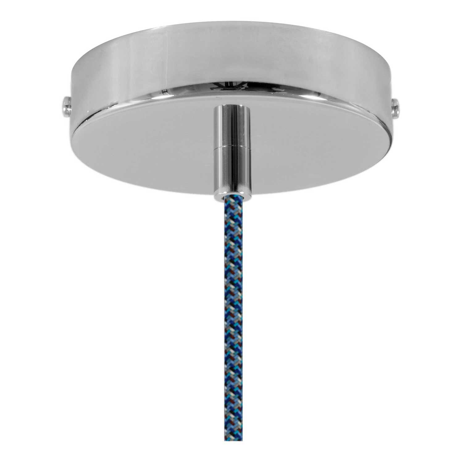 Lampada a sospensione completa di cavo tessile, paralume Vaso in ceramica e finiture in metallo - Avion striato