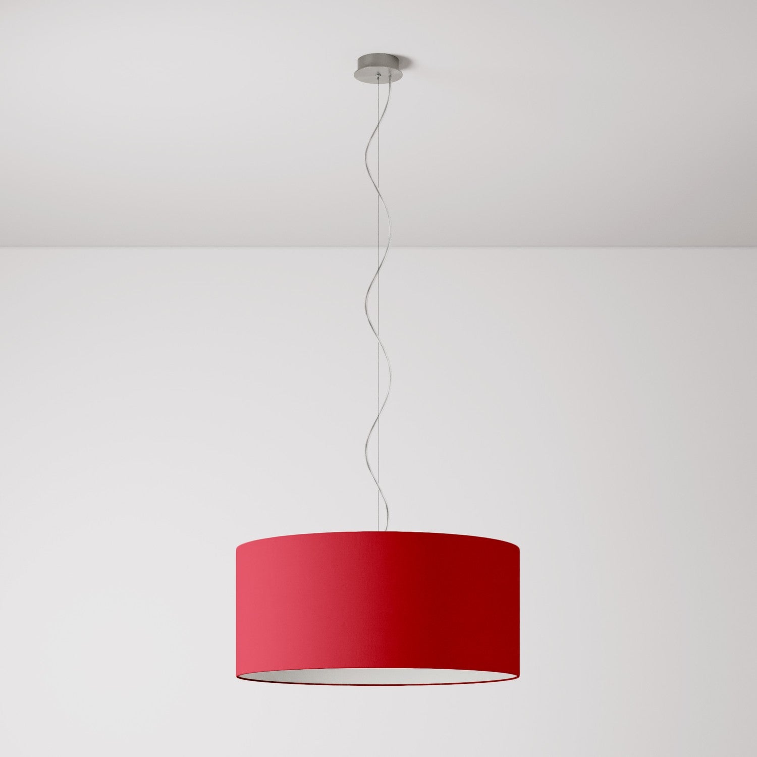Lampada a sospensione con paralume in tessuto Cilindro Large - Made in Italy - Teletta Rosso Si