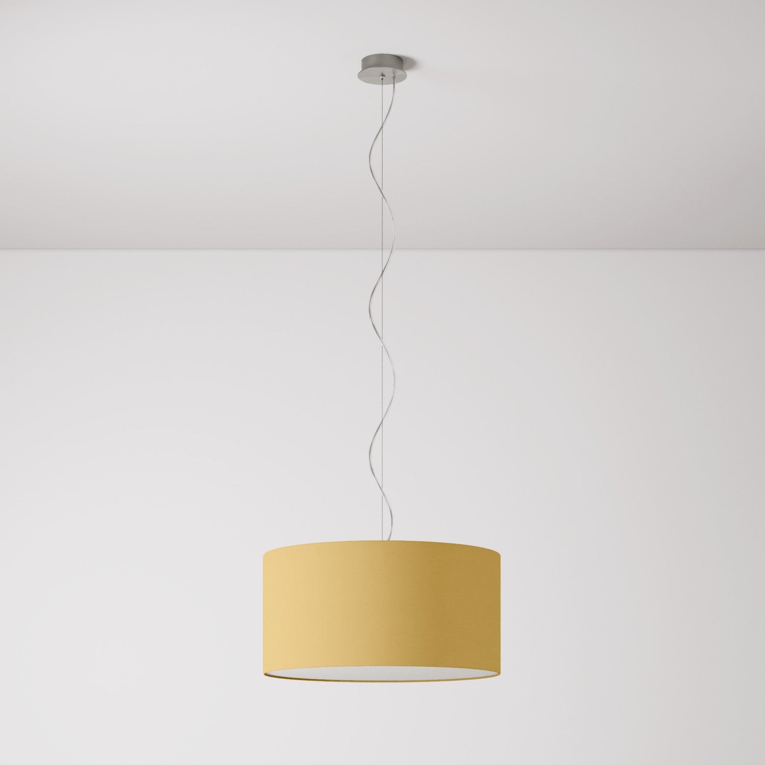 Lampada a sospensione con paralume in tessuto Cilindro Medium Arenal oro - Made in Italy Si