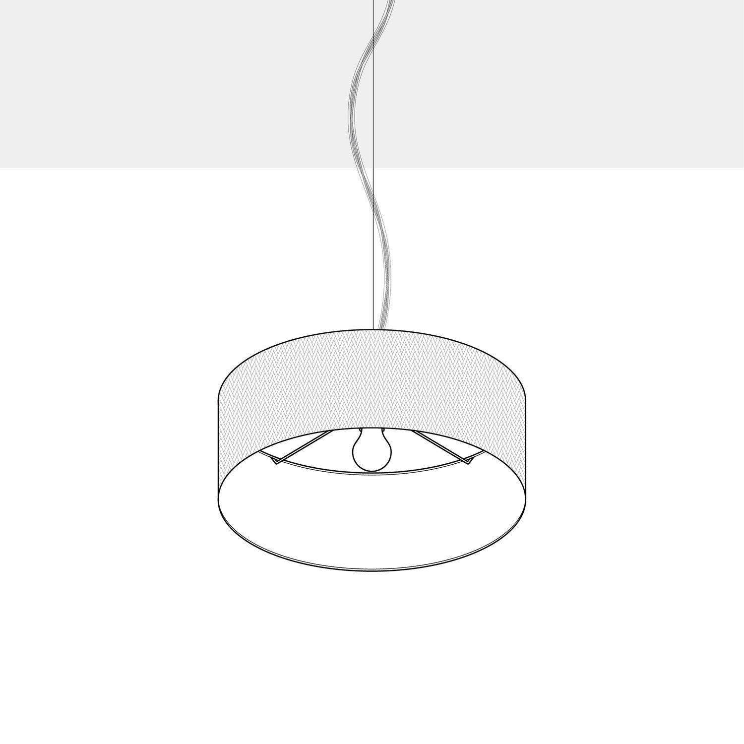 Lampada a sospensione con paralume in tessuto Cilindro Small Camelot grigio chiaro - Made in Italy No