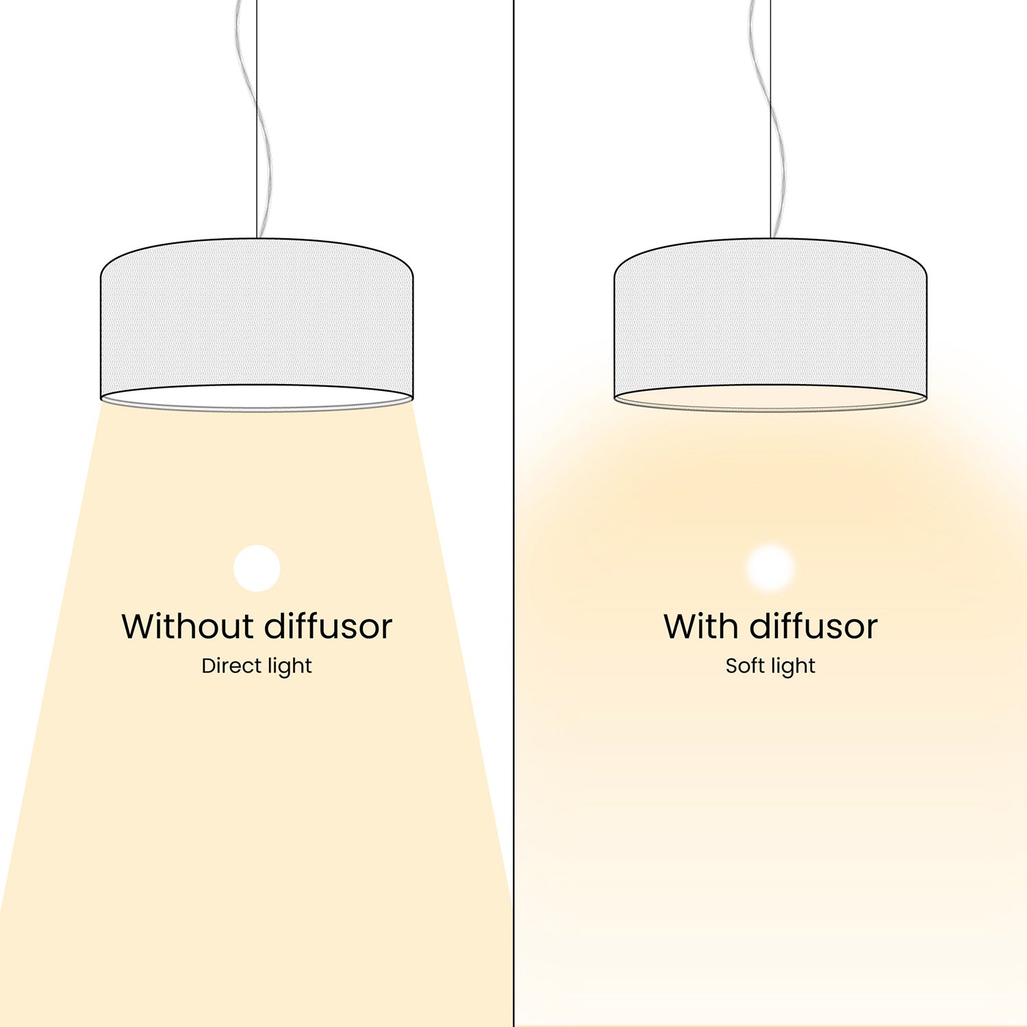 Lampada a sospensione con paralume in tessuto Cilindro Small - Made in Italy - Nero/Oro No