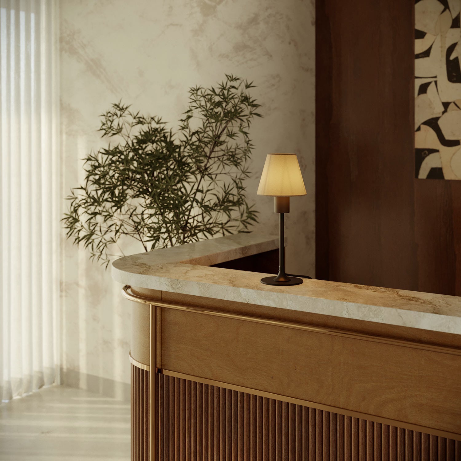 Lampada da tavolo MAG-Y con base metallica tonda e predisposizione per paralume - Nero