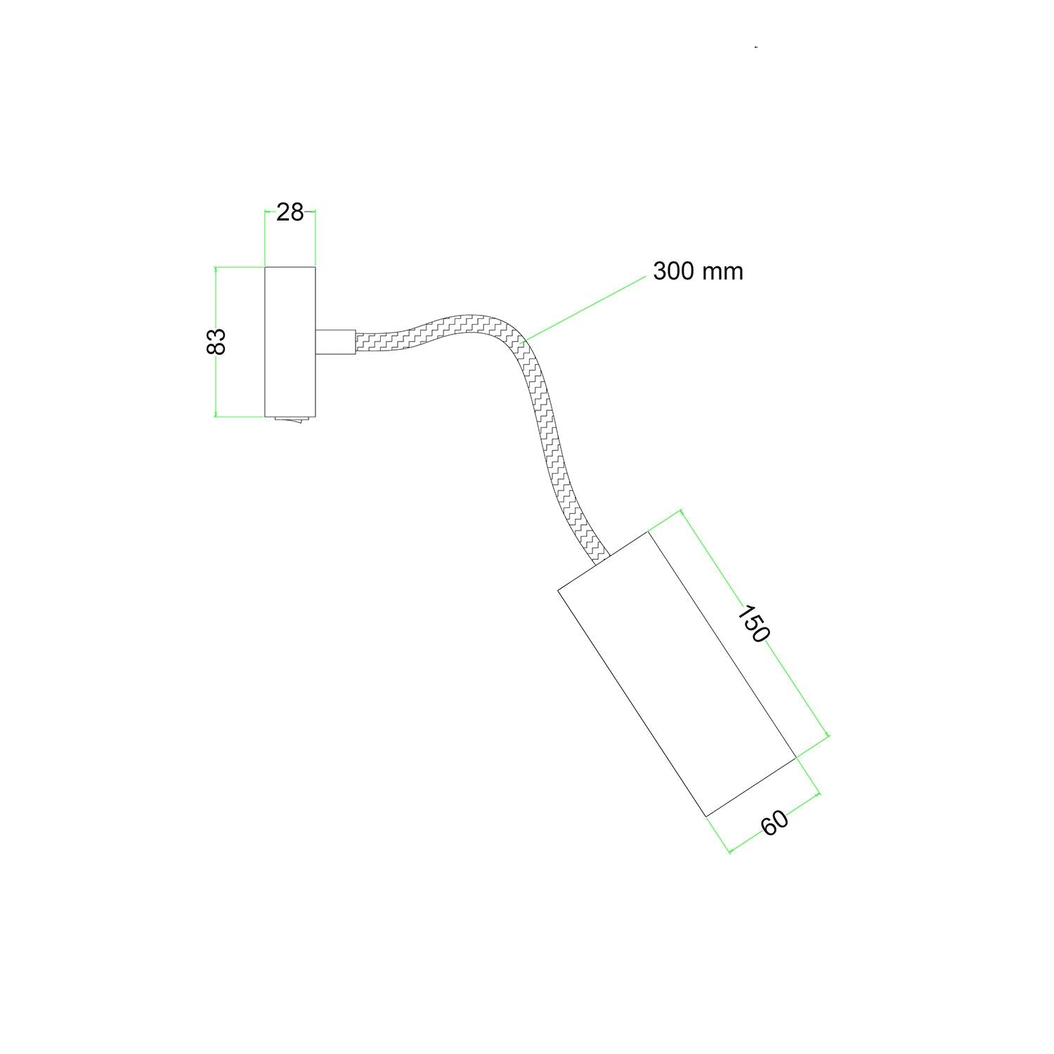 Lampada Fermaluce Flex 30 con mini rosone con interruttore e faretto con paralume Tub-E14 - Titanio satinato