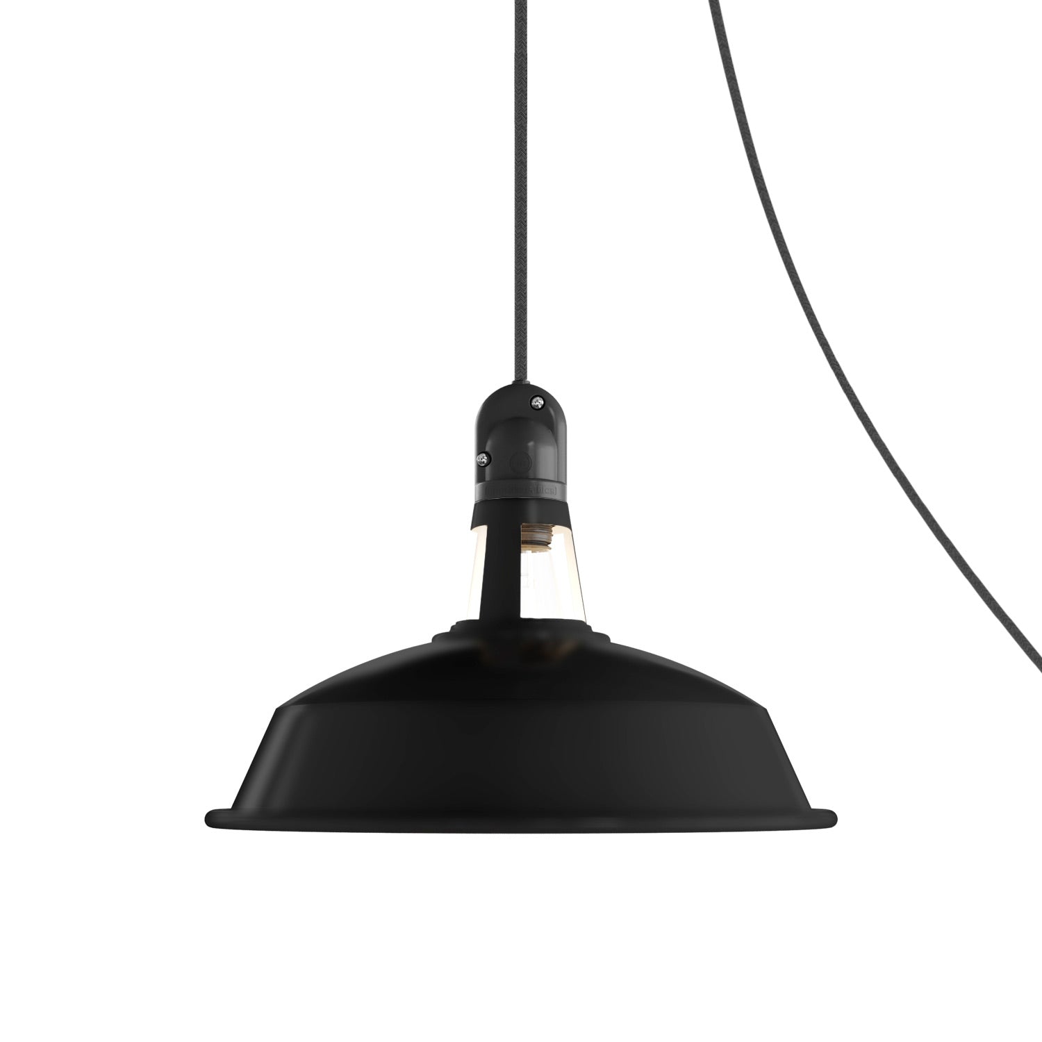 Lampada portatile da esterno Snake con paralume Harbour, 5 m cavo tessile, portalampada IP65 waterproof - Nero - Creative Cables