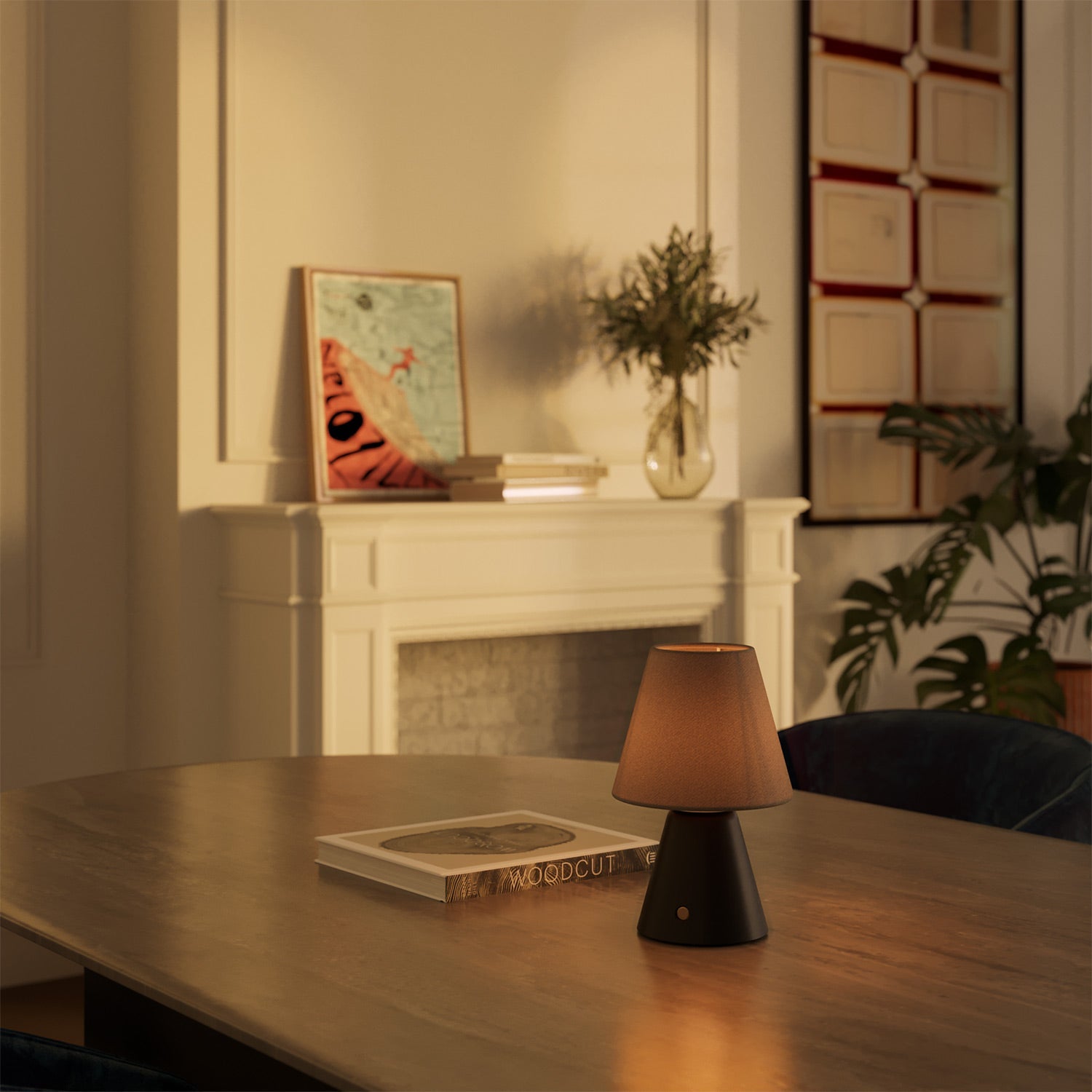 Lampada portatile ricaricabile Cabless11 con lampadina a goccia e paralume - Nero - Creative Cables