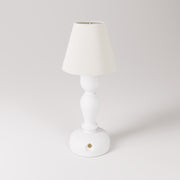 Lampada portatile ricaricabile Cabless14 con lampadina a goccia e paralume - Bianco