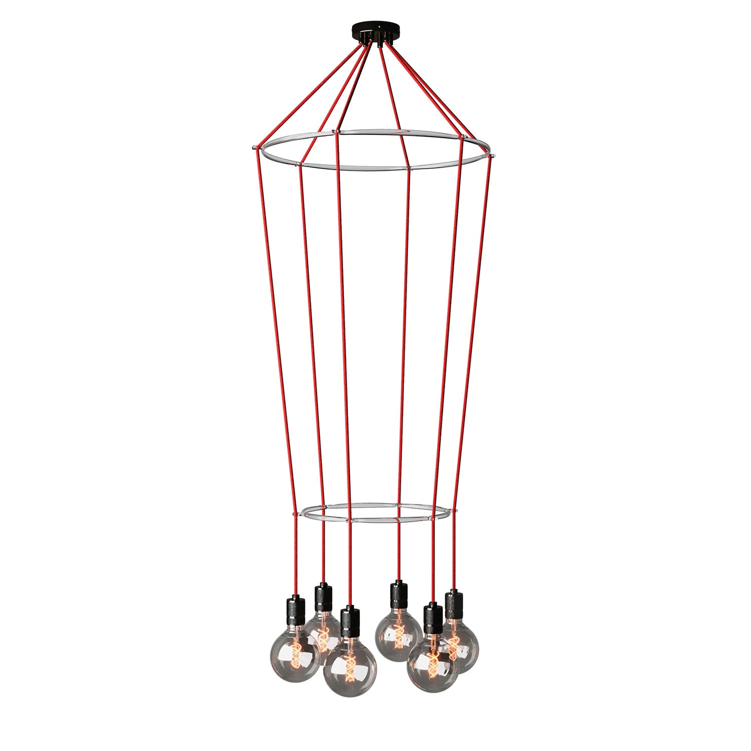 Lampadario 2 Cage a 6 cadute Globo - Canna di fucile - Creative Cables