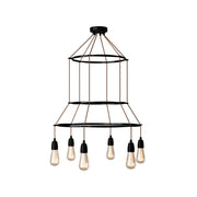 Lampadario 3 Cage a 6 cadute Edison ST64 - Nero
