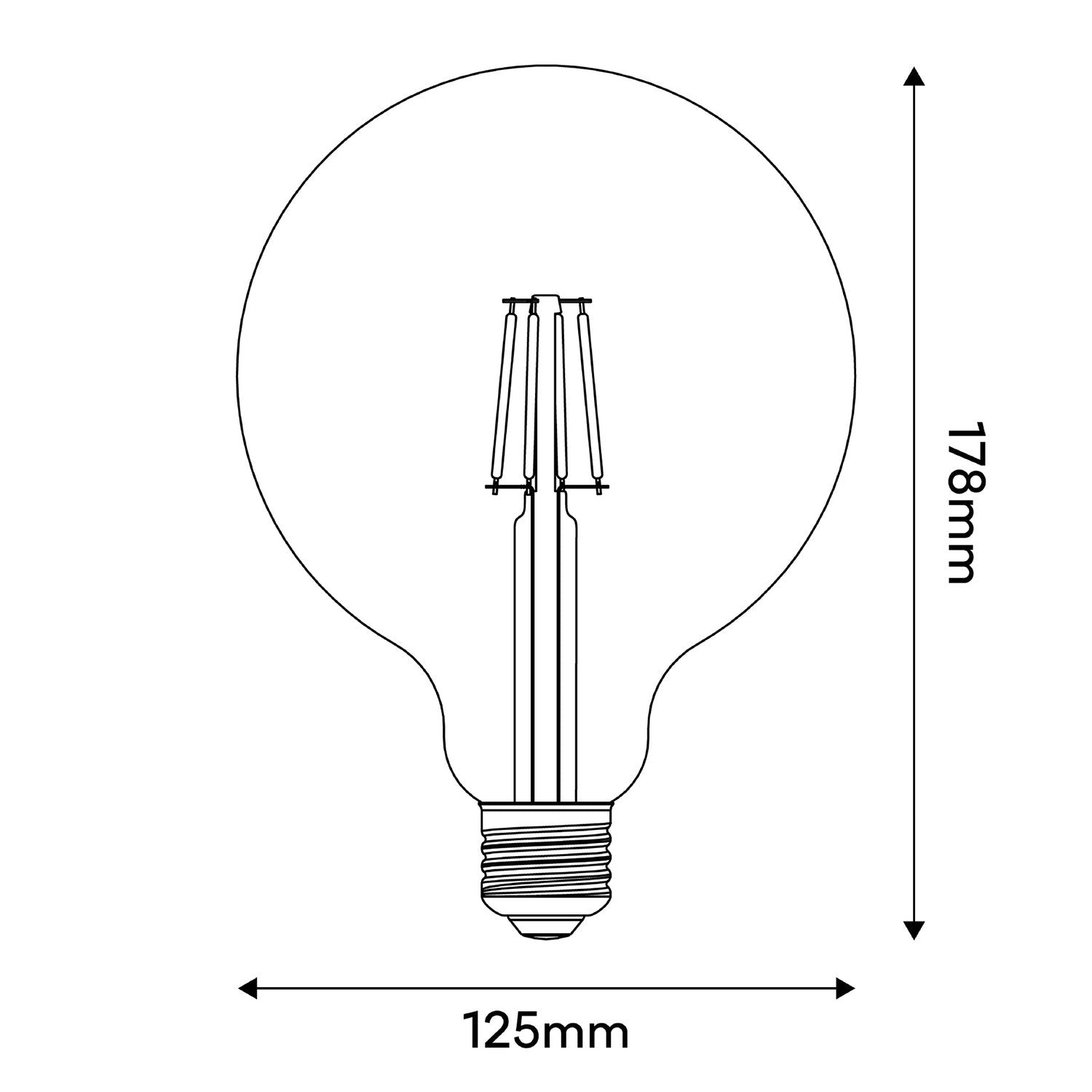 Lampadina LED Tattoo Spot G125 4,5W 470Lm E27 2700K Dimmerabile