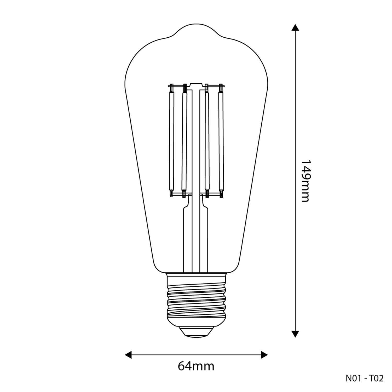 Lampadina LED Trasparente Edison ST64 7W 806Lm E27 2700K Dimmerabile - T02 - Creative Cables